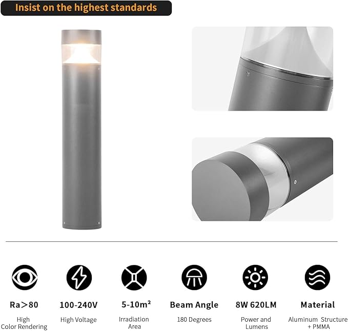 Outdoor Pathway Light 32 in IP65 Waterproof Driveway Lights 3000K led Landscape Lighting Outside620LM Path Lights 120V Hard Large Bollard Lamp for Garden Yard Patio Lawn Walkway Decor