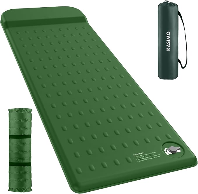 KASIMO Memory Sleeping Pad for Camping 3 Compact Ultra-Thick Foam Sleeping Mats with Pillow 9.5 R-Value Insulated Camping Mattress Pad or Car Travel Backpacking TentHome