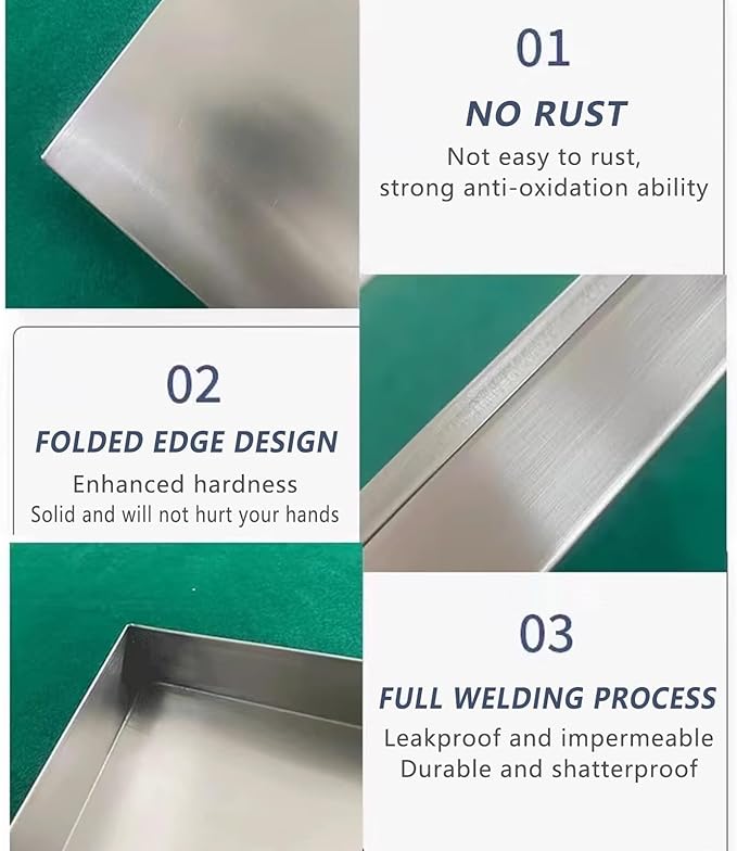 Washing Machine Pan 304 Stainless Steel Washing Machine Drain Pan Kitchen Factory Warehouse Garage Drain Tray Spill Containment Platform Pallets(80x50cm(32x20in))