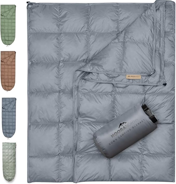 Down Camping Blanket with Footbox – Lightweight Packable Water Resistant Backpacking Quilt &amp Warm Puffy Compact Outdoor Throw – 52x77 with Stuff Sack for Stadium Hiking &amp Travel