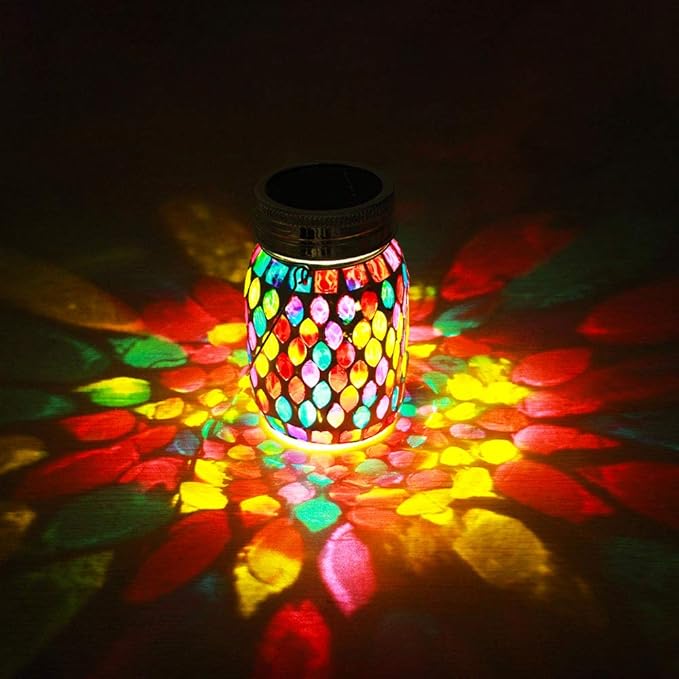 Mosaic Lights Outdoor Hanging Lanterns Rechargeable Mosaic Solar Lanterns Outdoor Waterproof Solar Night Lights Table Lamps for Decorations