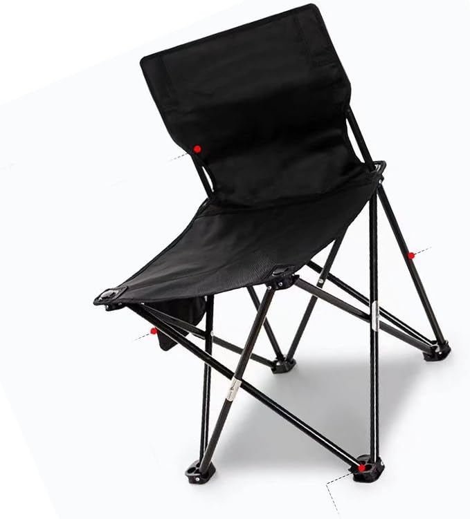 Sturdy Camping Folding Chair with Oxford Cloth Beach Picnic Mountaineering Fishing Folding Stool Portable Outdoor Stool Leisure (Black 39x39x65cm/15.35x15.35x25.59in)