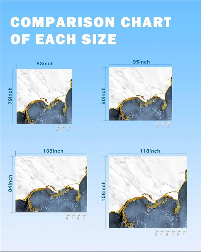 Beach Blanket Waterproof Sandproof Oversized Blue Marble Gold Foil Beach Mat with Corner Stakes Sand Pockets Grey Gradient Outdoor Picnic Mat for Travel Camping Hiking 83x79In