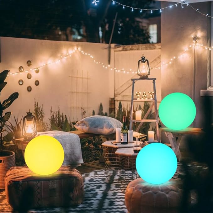 12 Inch Solar Glowing Ball Light Outdoor Solar Garden Globe Light w/Remote RGB Color Changing Waterproof Large LED Orb Lights Landscape Lighting Mood Lamp w/Ground Stake for Patio Yard Lawn Path