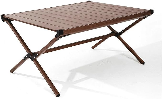 Aluminum Roll-Top Camping Table Dark Brown