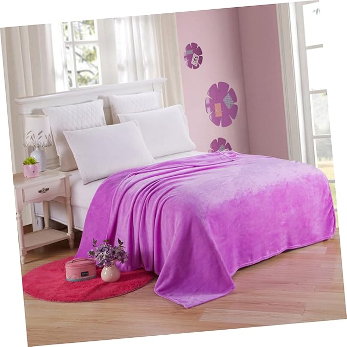 Solid Color Flannel Fleece Blanket Cozy Purple Bed Blanket for All Seasons Lightweight and Warm for Couch Camping and Home