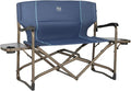 Timber Ridge Double Camping Chair Foldable Loveseat Directors Chairs Oversized Double Folding Camping Chairs with 2 Side Tables 2 Person Lawn Chair Heavy Duty Support 600 LBS for Outdoor Blue