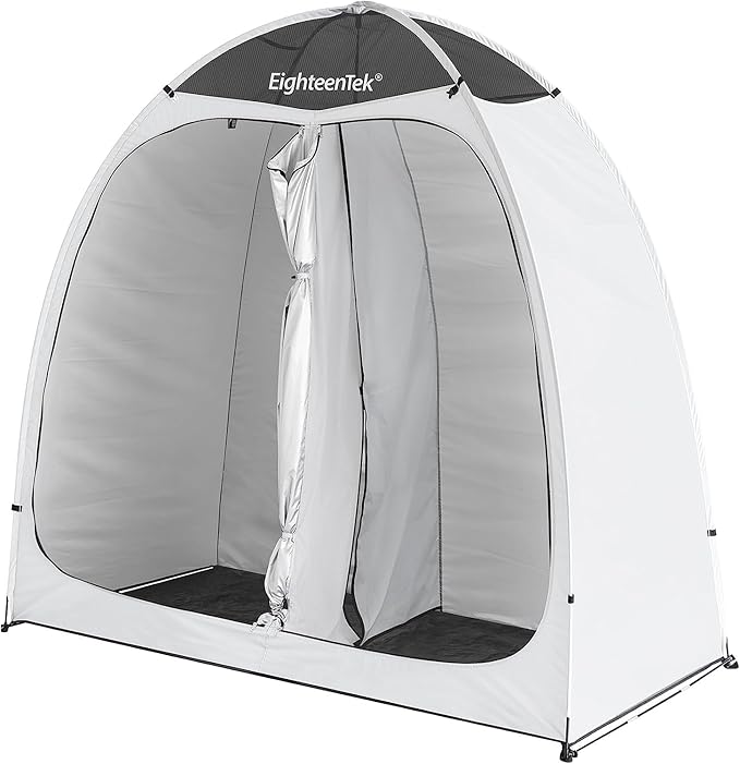 EighteenTek® Shower Tent Camping 2-Room Portable Changing Room Outdoor Shower Enclosure Pop Up Privacy Tent Shelter with Floor &amp Doors Waterproof &amp Lightweight Camping Toilet Bathroom