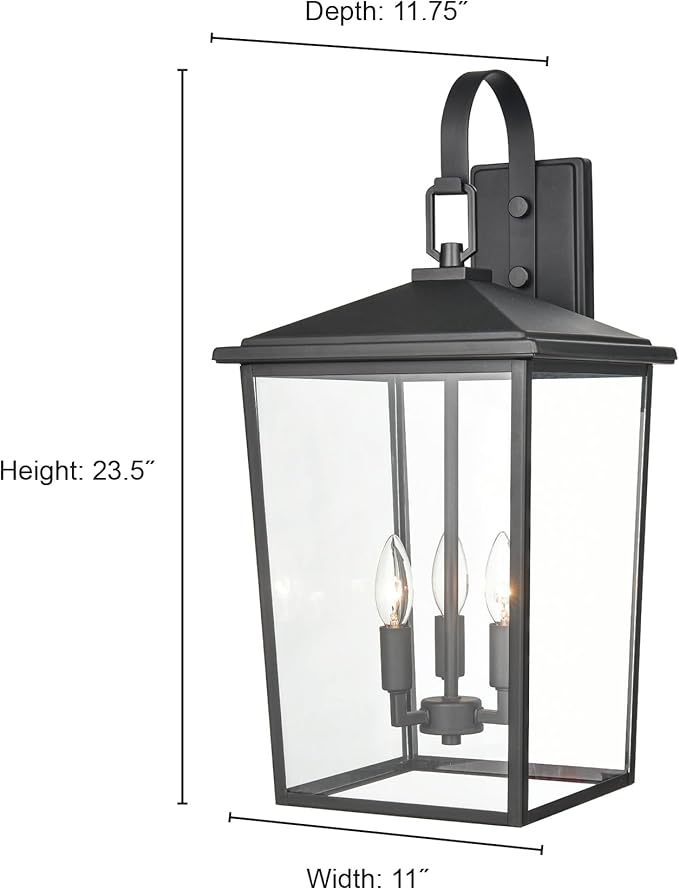 ML Lighting Fetterton - 3 Light Outdoor Wall Sconce 23.5 Inches Tall and 11 Inches Wide - Powder Coated Bronze