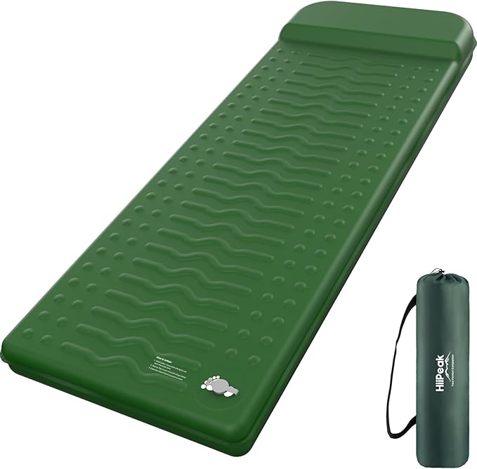 HiiPeak Memory Sleeping Pad Compact Ultra-Thick Foam Sleeping Mats with Pillow for Camping Easy Inflate&ampDeflate9.5 R-Value Insulated Camping Mattress Pad for Car Travel Tent