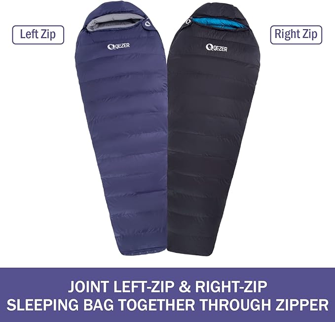 Down Sleeping Bag for Adults 0 Degree Warm Winter Mummy Lightweight Compact Outdoor Sleeping Bag for Camping Backpacking Hiking Cold and Warm Weather with 600 Fill Power Down