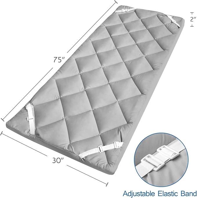 Cot Mattress Pad (Improved Thickness) Quilted Cot Pads for Camping Sleeping Mattress Topper 30 X 75 for Camp/Rv Bunk/Narrow Twin Beds