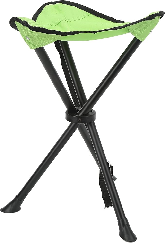plplaaoo Folding Tripod Stool Heavy Duty Portable Anti Slip Foldable Chair for Outdoor Camping Fishing Picnics Made of 600D Oxford Cloth PVC Waterproof Coating (Green)