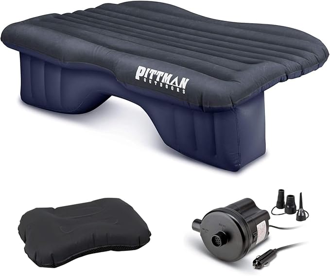 AirBedz by Pittman Outdoors - Inflatable Rear Seat Air Mattress Black - 55 Wide - Mid-Size Fits Jeeps Car SUV’s &amp Mid-Size Trucks Comes with Portable DC Air Pump