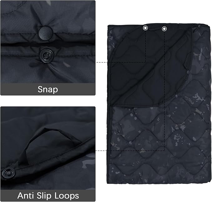 LOOGU Camo Blanket Waterproof Insulation Poncho Liner for Outdoor Camping Hiking Hunting Survival Backpacking Picnicking