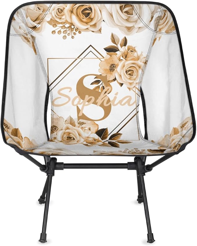 Camping Chair Personalized Backpacking Chair Lightweight Portable Folding Customized Name Chairs for Beach Sport Hiking (Orange)