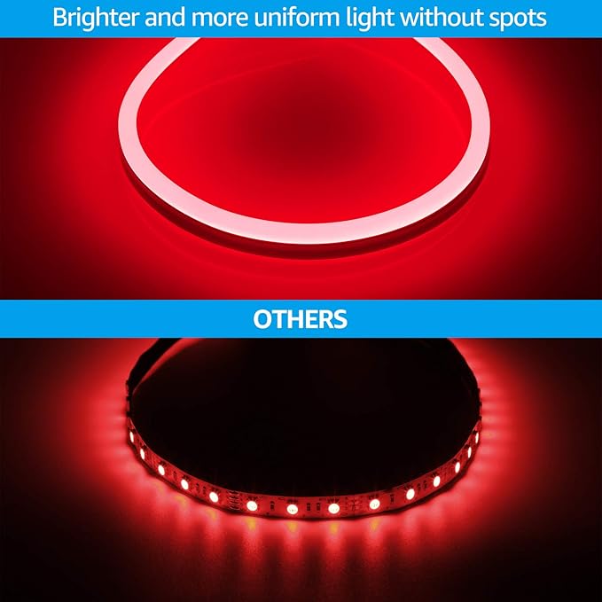 TORCHSTAR Premium 50ft LED Neon Rope Light Easter &amp Spring Decoration Outdoor IP67 Waterproof 120V UL Plug ETL Connectable Neon Light Strip for Shop Sign Max 3 Sets(150FT) Red Light
