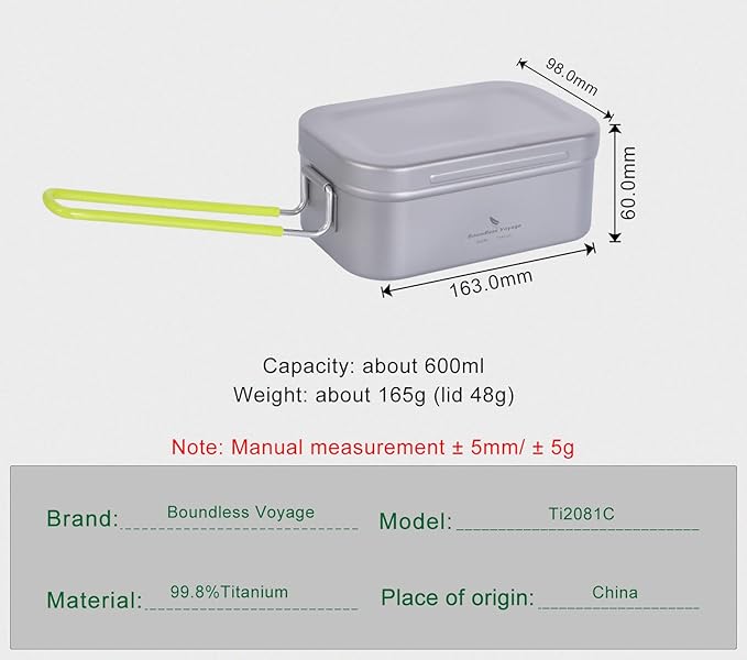 Boundless Voyage Camping Box Lunch Box with Folding Handle Collapsible Bowls with Lids Outdoor Tableware Ultralight Camping Mess Kit