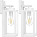 BesLowe Outdoor Wall Light Fixtures Exterior Waterproof Wall Lanterns Porch Sconces Lighting with E26 Sockets Modern White Outside Lights for House Patio Front Door Entryway 2-Pack