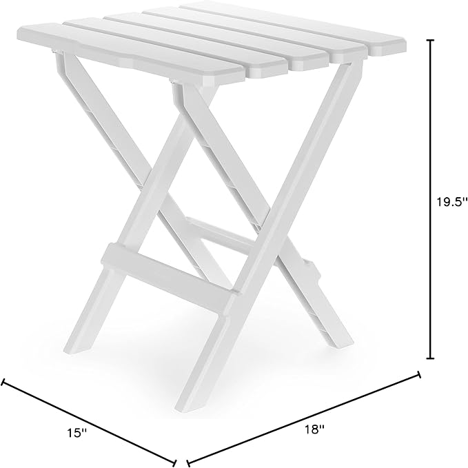 Camco 51695 White Large Adirondack Portable Outdoor Folding Side Table Perfect for The Beach Camping Picnics Cookouts and More Weatherproof and Rust Resistant