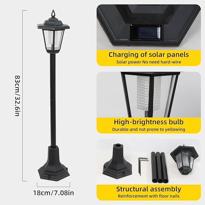 2 Pack 33 Solar Outdoor Floor LampsSolar Lamp Post Lights Waterproof Perfect for Festive Decoration in Gardens Lawn Patio Front/Back Door