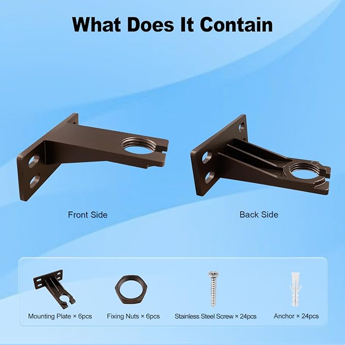 Landscape Lighting Gutter Brackets Mounting Bracket Base Plate for Spotlights Spot Flood Lights Outdoor Landscape Lighting Mounting Accessories Die-Cast Aluminum Bronze Pack of 6