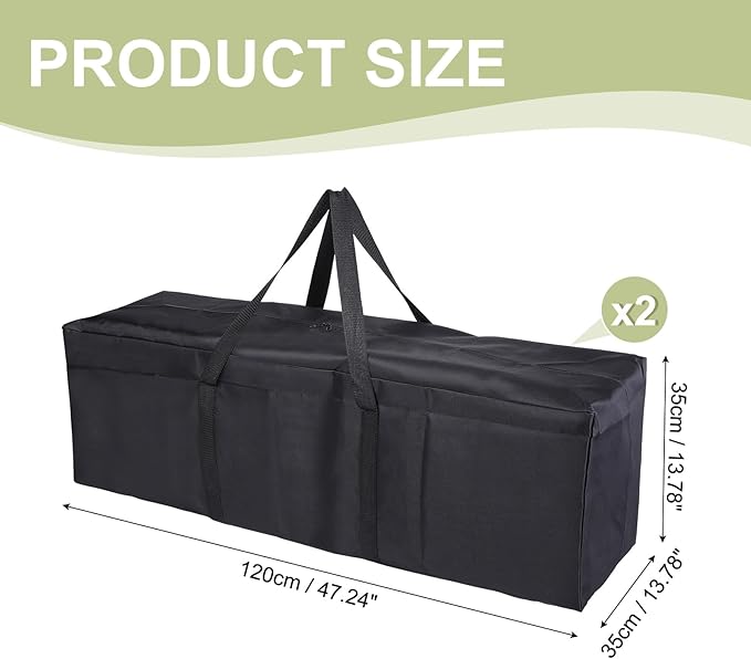 Camp Chair Replacement Bag Camping Folding Chair Storage Bag Large Zippered with Handle Strap 47 x 14 x 14 Inch Fit for Outdoor Travel Tent Storage (2 Pack Black)