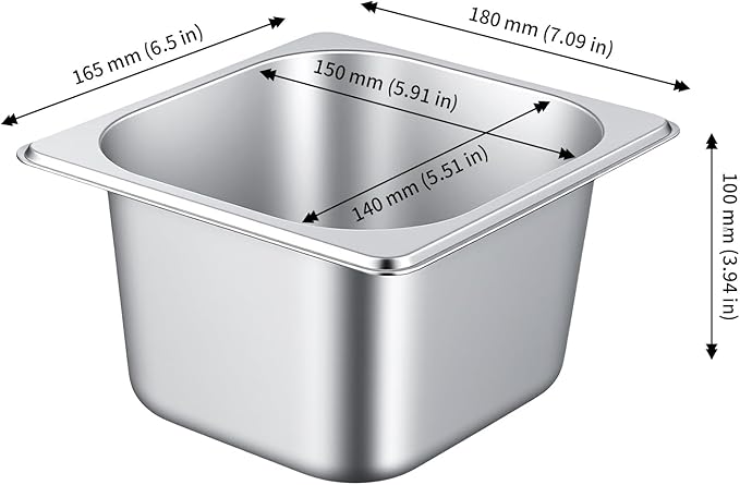 JAPCHET 10 Pack Anti-Jam Hotel Pans 1/6 Size Stainless Steel Steam Table Pan 4 Inch Deep Metal Food Storage Pan for Catering Commercial Kitchen Hotel Restaurant Buffet Supplies