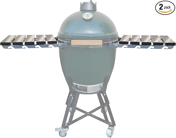 Stainless Steel Folding Side Shelves Pair of 2 Fit for Large Big Green Egg Grill 50% More Cooking Area Foldable Grill Table Accessories with Hardware