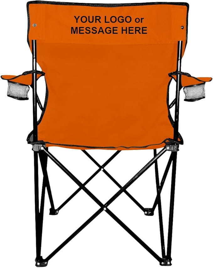 6-Qty Folding Chairs with Imprinted Logo or Message On Back - Custom Gift for Sports Picnics &amp Tailgating