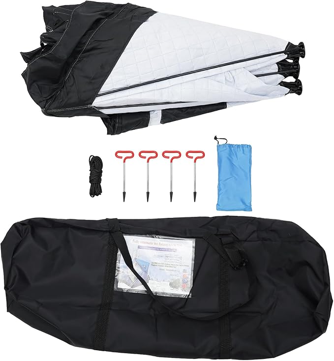 Portable 2 Person Ice Fishing Tent Insulated Winter Ice Fishing Shanty with Nails &amp Windproof Ropes Portable Square Angler Shelter Tent for Backyards Parks Picnics