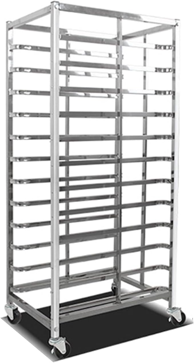 Quick Rack for Baking PansHeavy Duty Stainless Steel Bakery Bun Pan Rack Commercial Cooling Trolley for Pizza &amp Bread Dough Trays Metal Drying Rack for Efficient Baking Storage