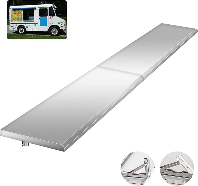 Concession Shelf 96L x 12W Inch Stainless Steel Drop Down Folding Serving Food Shelf Stand Serving for Concession Windows