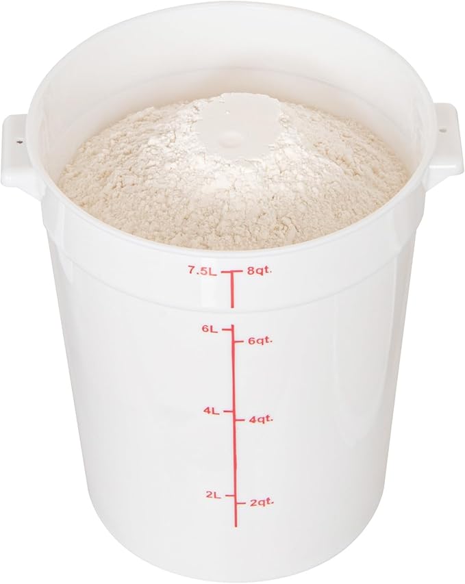 Restaurantware-Met Lux 8 Quart Food Storage Containers 10 White Storage Containers - Lids Sold Separately Red Volume Markers Dishwashable Containers Side Handles For Storing Foods