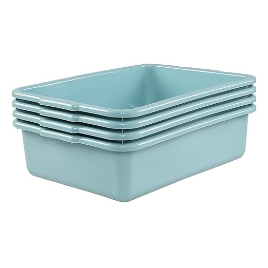 Jekiyo 4 Packs 13 L Commercial Bus Tub Plastic Dishpan Washing Basin