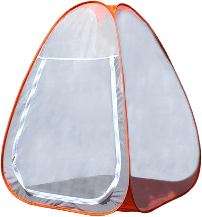 TreasureCave Buddhist Meditation Tent Single Mesh Net for Instant Setup Bug-Free Portable Orange