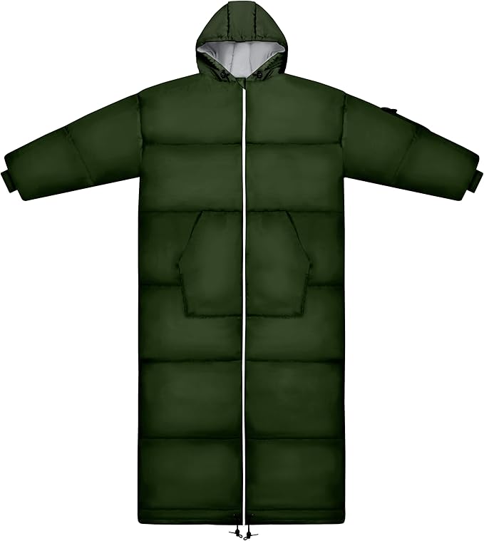 Thermotuff Wearable Sleeping Bag with Dual Hoodie Long Sleeves Pockets &amp Adjustable Drawstring - Ideal for Camping Cold Weather Hiking and Stadium Sak Blanket