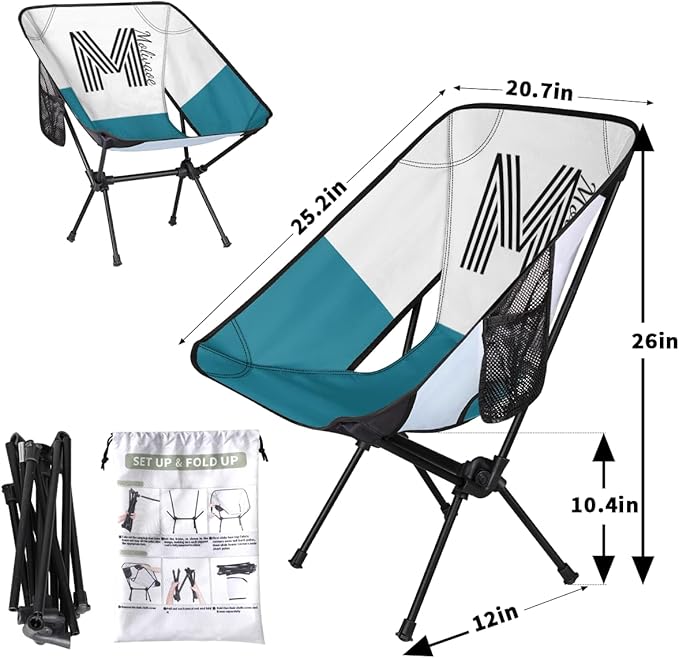 Personalized Camping Chair Portable Backpacking Chair with Side Pocket Custom Folding Camp Chairs with Name Initial Lightweight Compact Customized Outdoor Chairs
