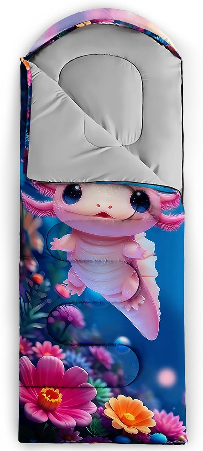 AILONEN Cartoon Camping Sleeping Bag for Boys Girls AdultsLightweight &amp Waterproof3 Season Warm &amp Cold WeatherPortablePrinted Sleeping BagTravelingCampingHiking
