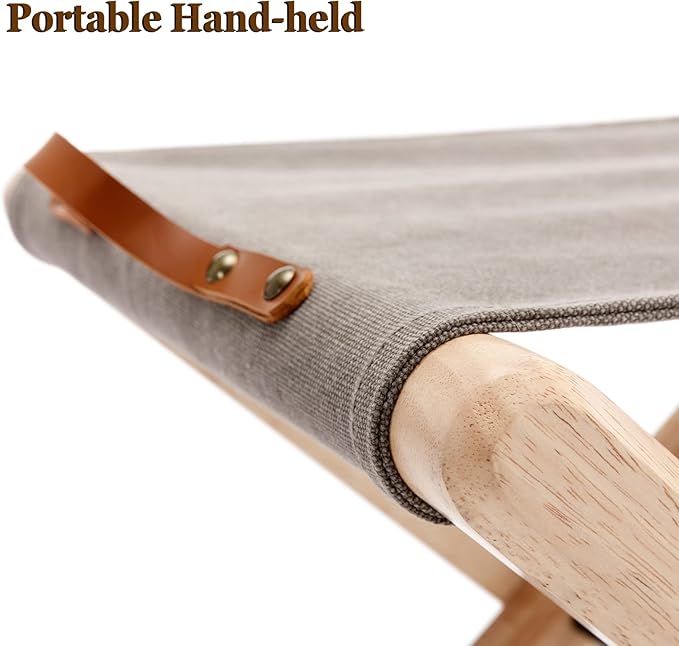 Wood Folding Camping Stools Set of 4 18.5 Hardwood Portable Fishing Folding Stool with Heavy Duty Metal Support Canvas Camp Stool Foldable Footstool for Outdoor Hiking Picnic BBQ Grey