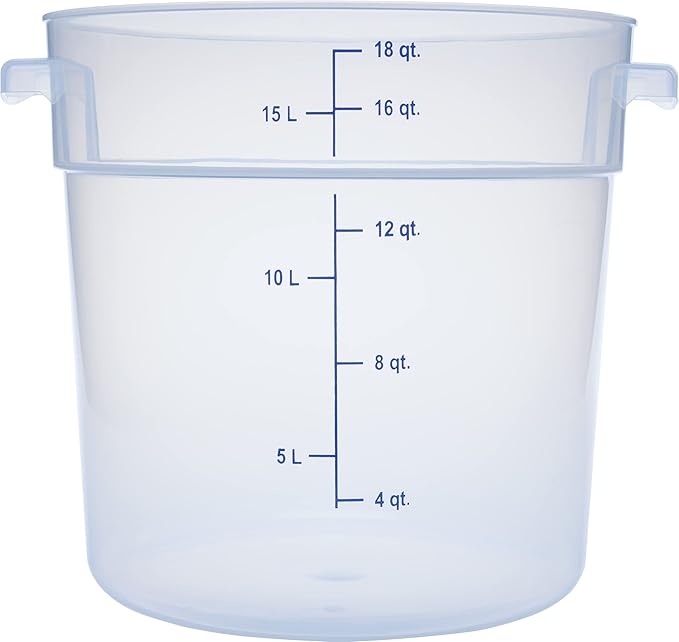 Carlisle FoodService Products Storplus Round Food Storage Container with Stackable Design for Catering Buffets Restaurants Polypropylene (Pp) 18 Quart Clear