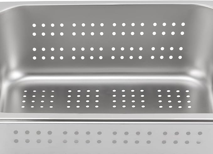 1 Set 1/2 Size Stainless Steel Steam Hotel Pan Steam Table Pan Food Service Pan for Party Kitchen Restaurant Hotel w/Perforated Pan + Lid