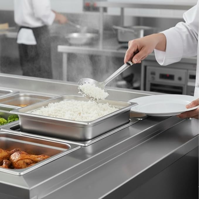 TrueCraftware-Full Size 6 Deep Stainless Steel Anti-Jamming Steam Table Pan 22 Gauge- Chafing Steam Table Pans Catering Food Storage Metal Pan Hotel Pan for Restaurant Events Catering Use