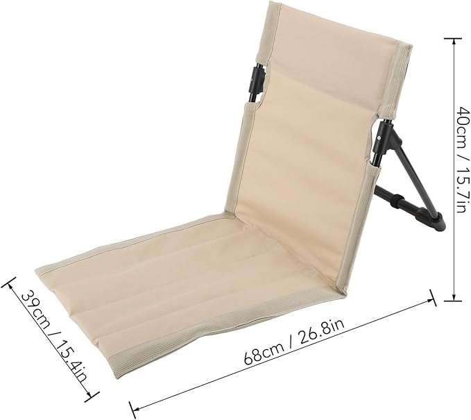 Outdoors Beach Loungers Beach Lounge Chairs Beach Chairs Portable Folding Beach Mat Lounge Chair with Oversized Zippered Pocket Adjustable Backrest Storage Pouch for Camping Beach (Khaki)