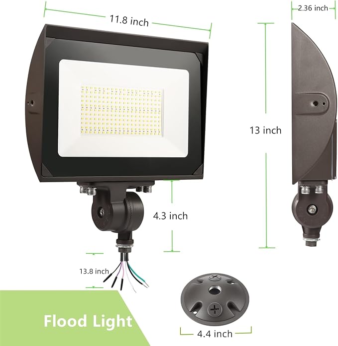 150W Outdoor LED Flood Light with Plate 5000K Daylight 21000LM 100-277V UL/DLC Waterproof LED Security Flood Lighting for Wall Wash/Sign/Flagpole/Tree/Yards/Advertising Boards
