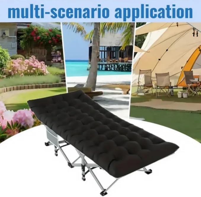 75-inch Extra-Large Folding Outdoor Camping Bed with Mattress Portable Folding Guest Bed Heavy-Duty Sleeping bedwith Storage Bag Suitable for Travel and Leisure