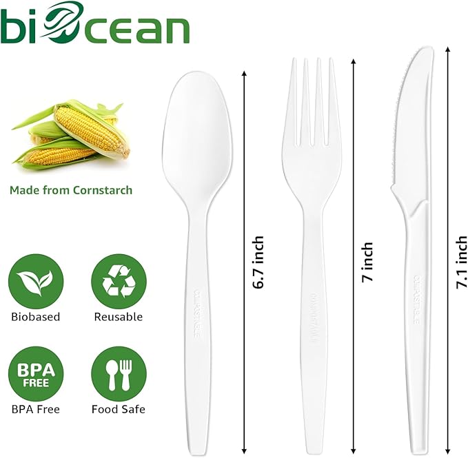 Extra Heavyduty Compostable Forks [200 Count7In] Disposable Cutlery No Plastic Forks Large Biodegradable Utensils Eco Friendly Silverware Serving Flatware for PartyDaily UseBBQPicnic