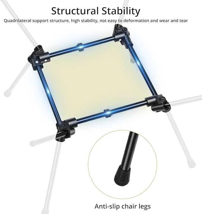 Anbte Extra Height &amp Width Portable Camping Chair 400LBS Capacity Compact Folding Chair with Square Frame Quick Setup Storage Bags on Both Sides Ideal for Camping Hiking Beach Picnic Outdoor Bl
