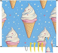 Waterproof Sandproof Beach Blanket 59''×68'' Snowflake Ice Cream Polyester Outdoor Picnic Blanket with 4 Stakes &amp Storage Bag for BeachCampingVacation Blue