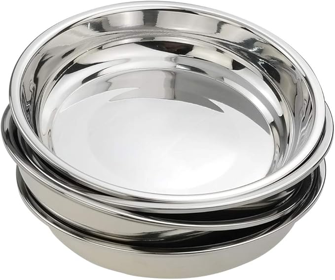 Anbers 18/10 Stainless Round Dinner Plates Dishes 9.4-INCH Camping Plate 4 Packs